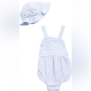 RABBIT AND BEAR ORGANIC Organic Cotton Bubble Romper & Hat Set Baby 0-3